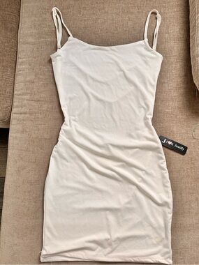Justify White Spaghetti-Strap Backless Bodycon Mini Dress